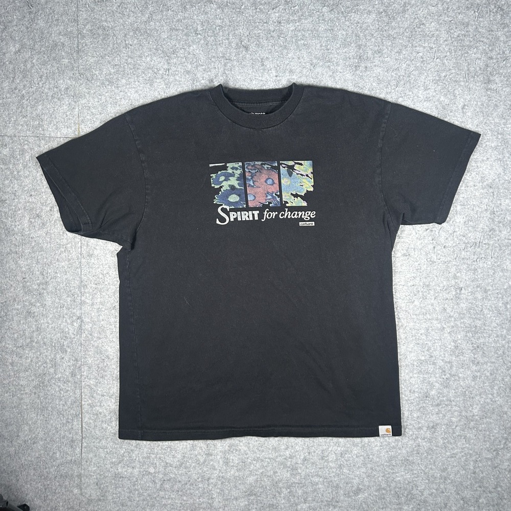 Carhartt WIP S/S Spirit T-Shirt Mens Medium Black Floral Graphic Tee Workwear